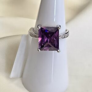 Elegant Purple Gemstone Silver Ring